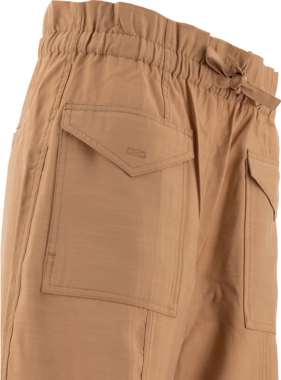 Ganni Light Slub High Waist Pocket Pants Beige