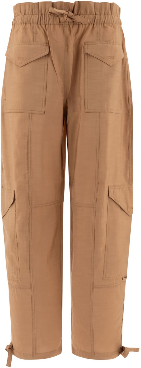 Ganni Light Slub High Waist Pocket Pants Beige