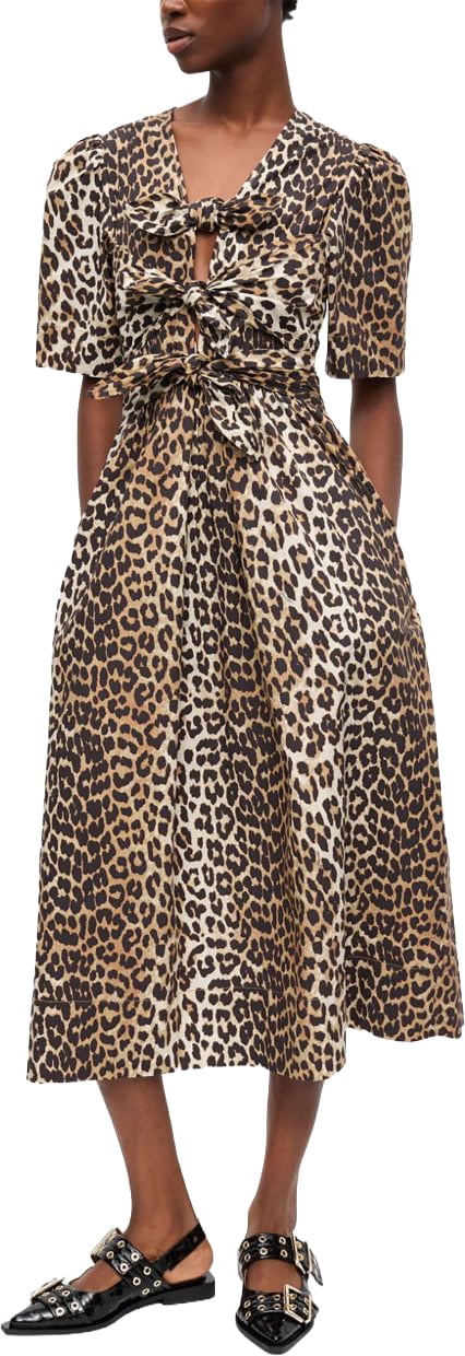 Ganni Dresses Leopard Print Beige