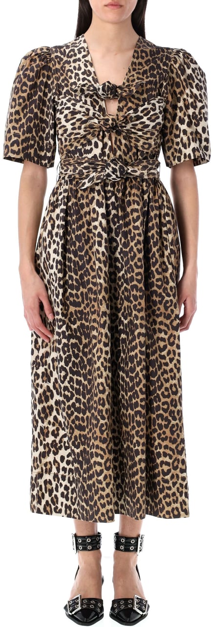 Ganni Leo Midi Dress Marrone Bruin