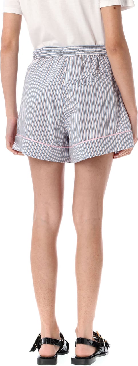 Ganni Short Stripe Light Blue Striped Blauw