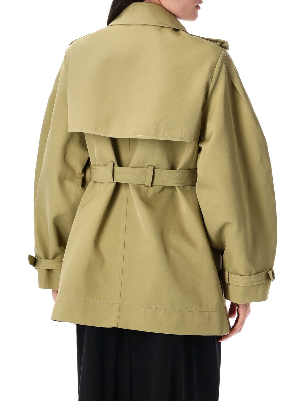 Ganni Twill Midi Trench Beige Beige