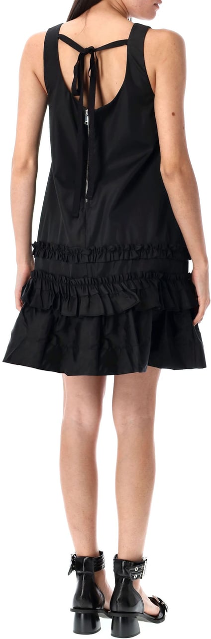Ganni Duchesse Nylon Mini Dress Nero Zwart