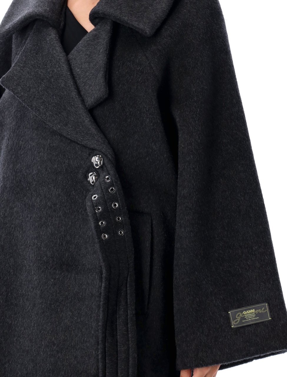 Ganni Double Face Wool Coat Phantom Divers