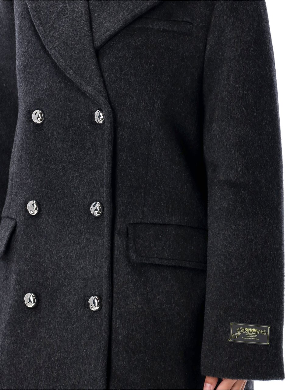 Ganni Double Face Wool Peacoat Phantom Divers