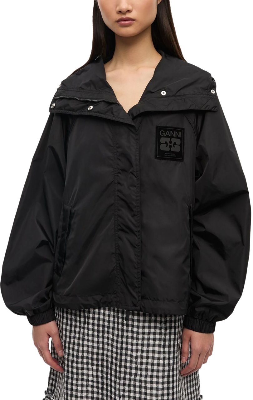 Ganni Coats Black Zwart