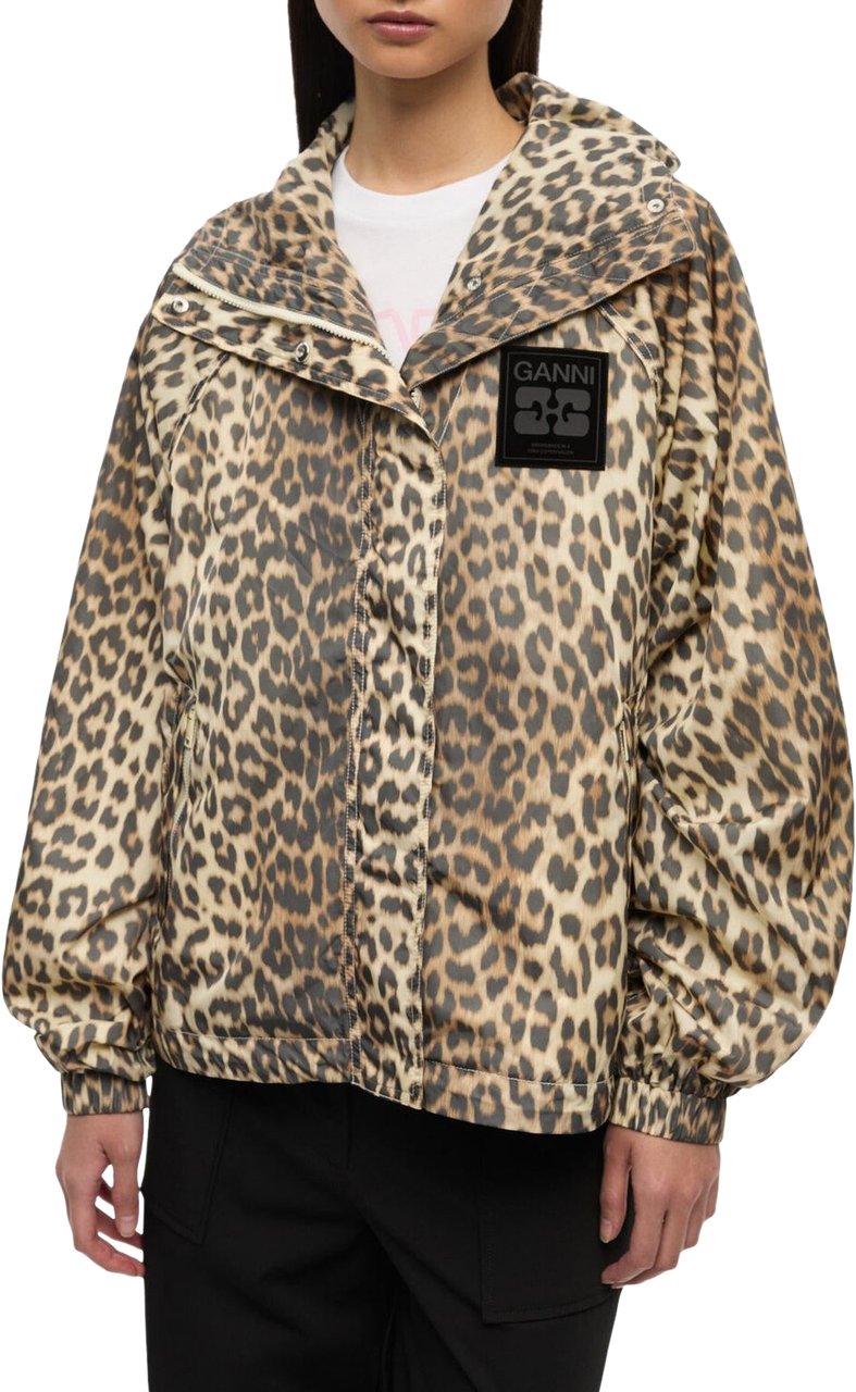 Ganni Dames Flyweight Nylon Jacket Beige