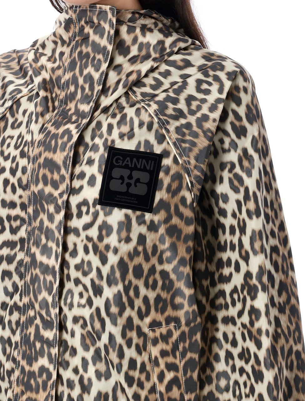 Ganni Nylon Jacket Leo Almond Milk Leo Wit