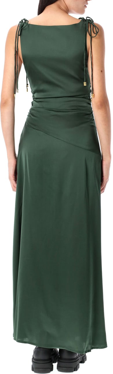 Ganni Gathered Long Dress Verde Groen