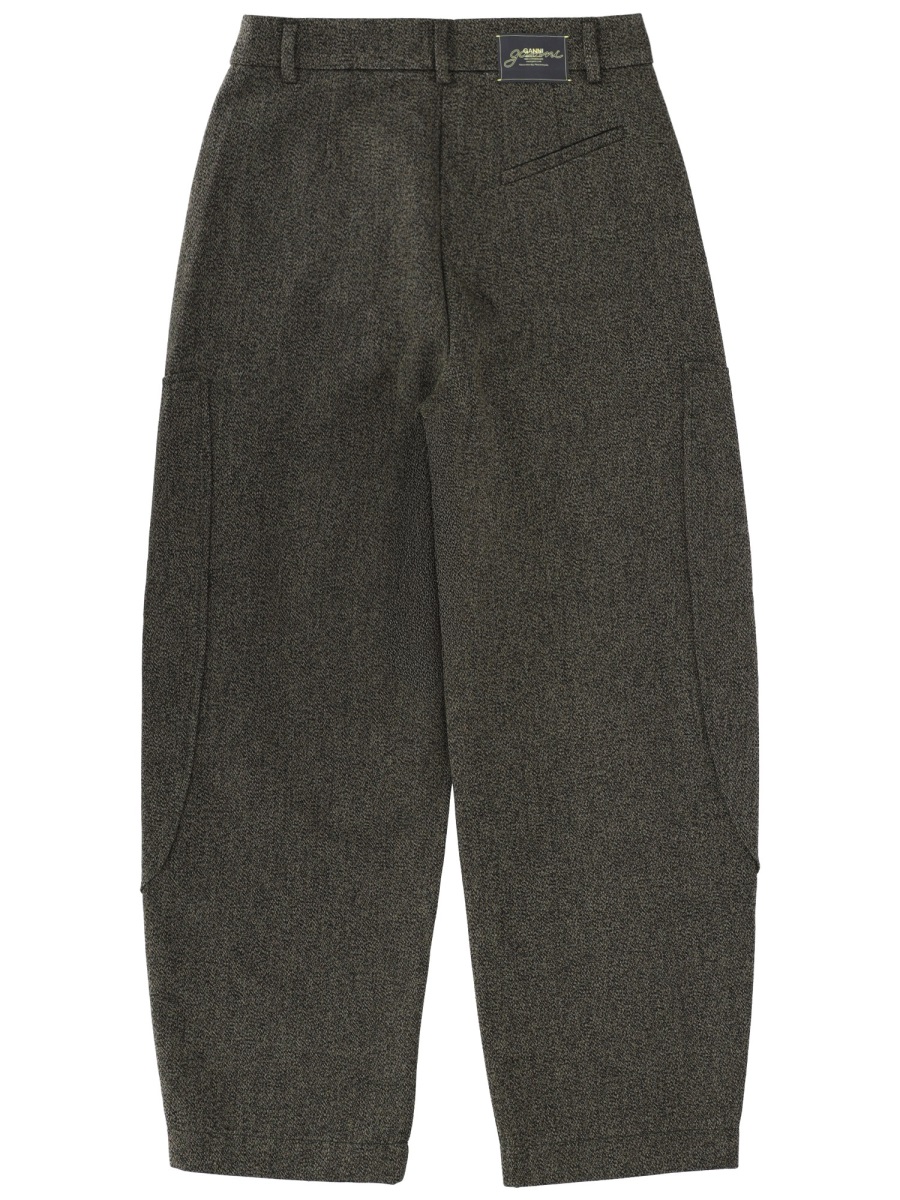 Ganni Charcoal Mouline Cotton-Blend Pants Grijs