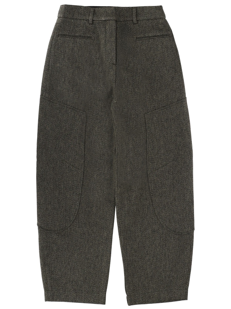 Ganni Charcoal Mouline Cotton-Blend Pants Grijs