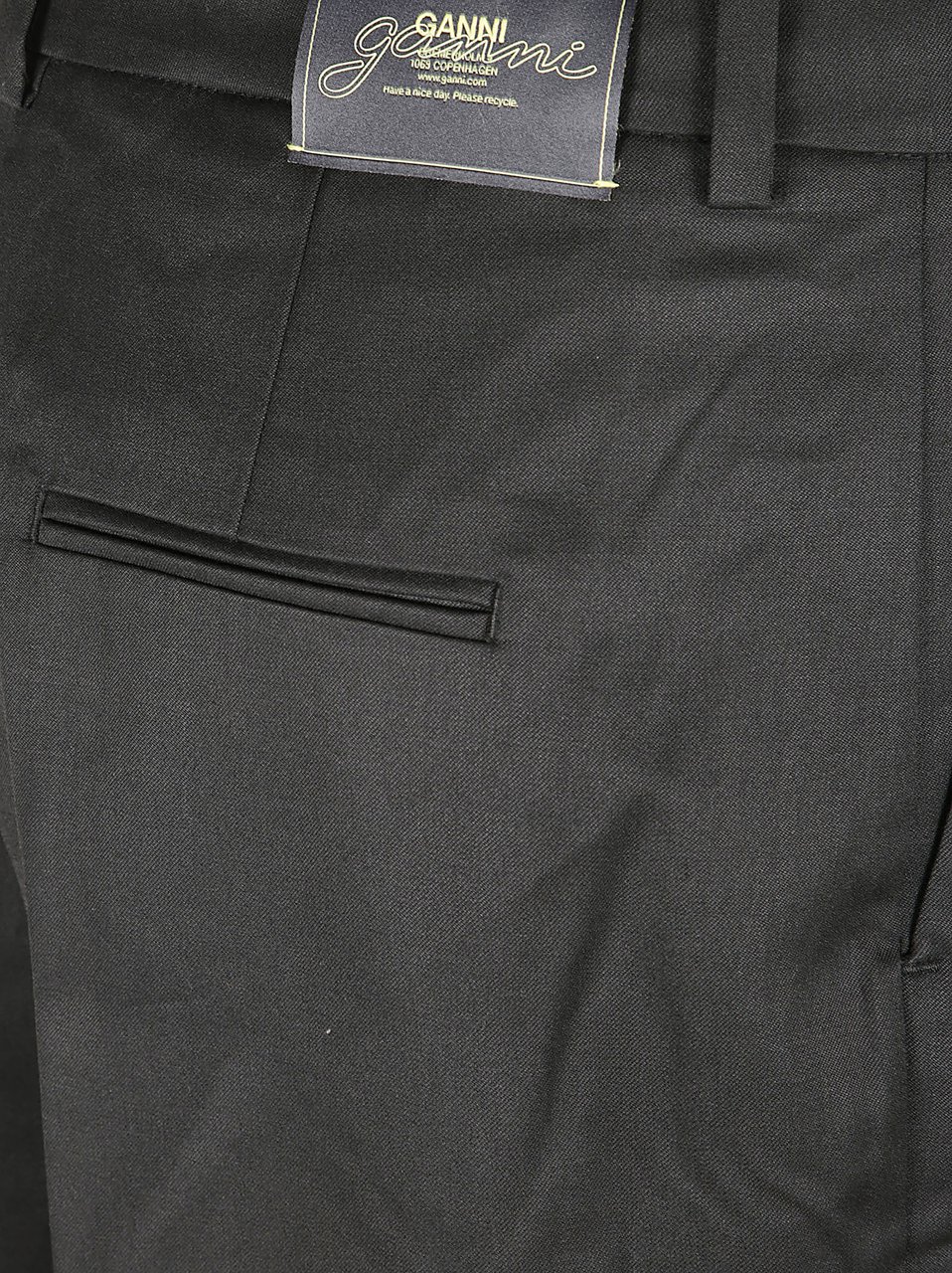 Ganni Mid-Waist Tailored Trousers With Cross-Over Front Detail Zwart