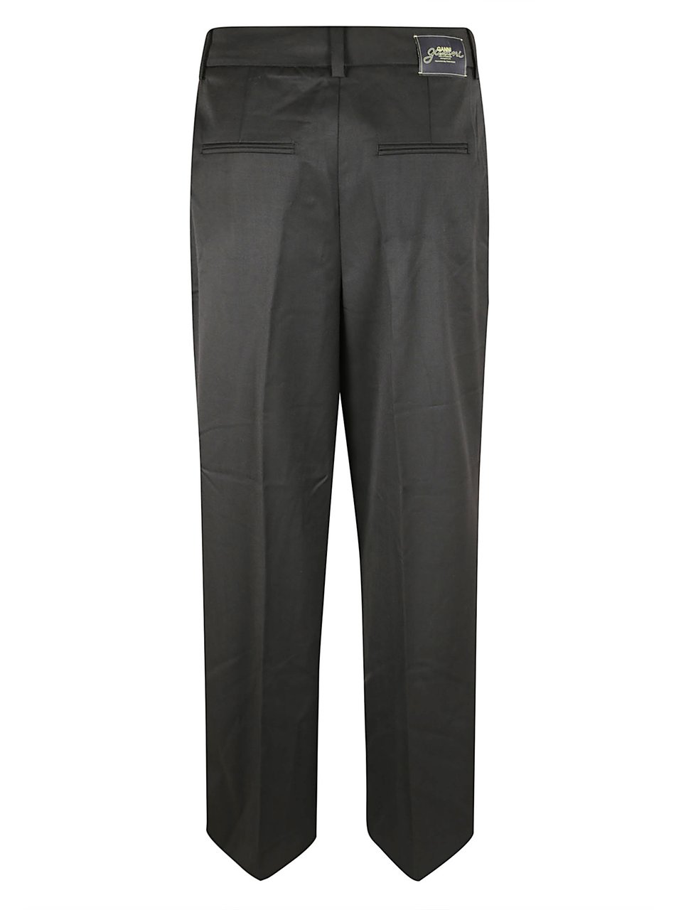 Ganni Mid-Waist Tailored Trousers With Cross-Over Front Detail Zwart