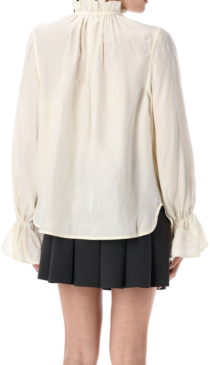 Ganni Tie String Shirt Bianco Wit
