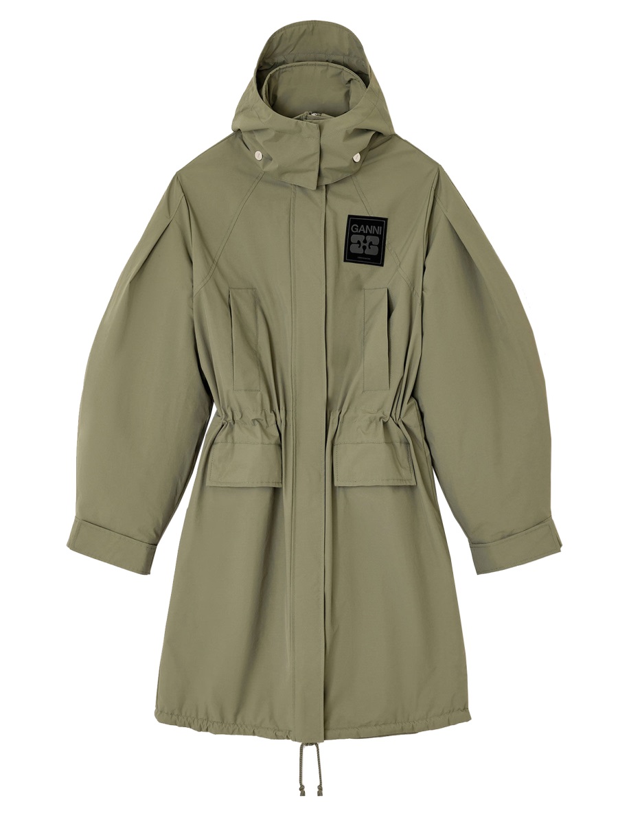 Ganni Green Tri-Layer Parka Neutraal