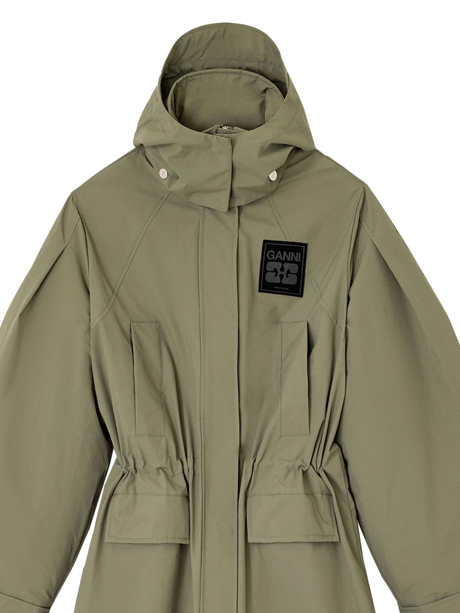Ganni Green Tri-Layer Parka Neutraal