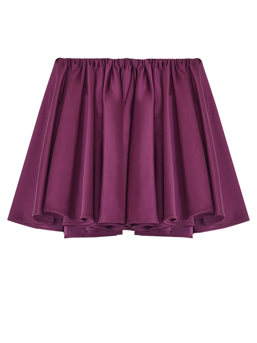 Ganni Bordeaux Asymmetrical Draped Mini Skirt Roze