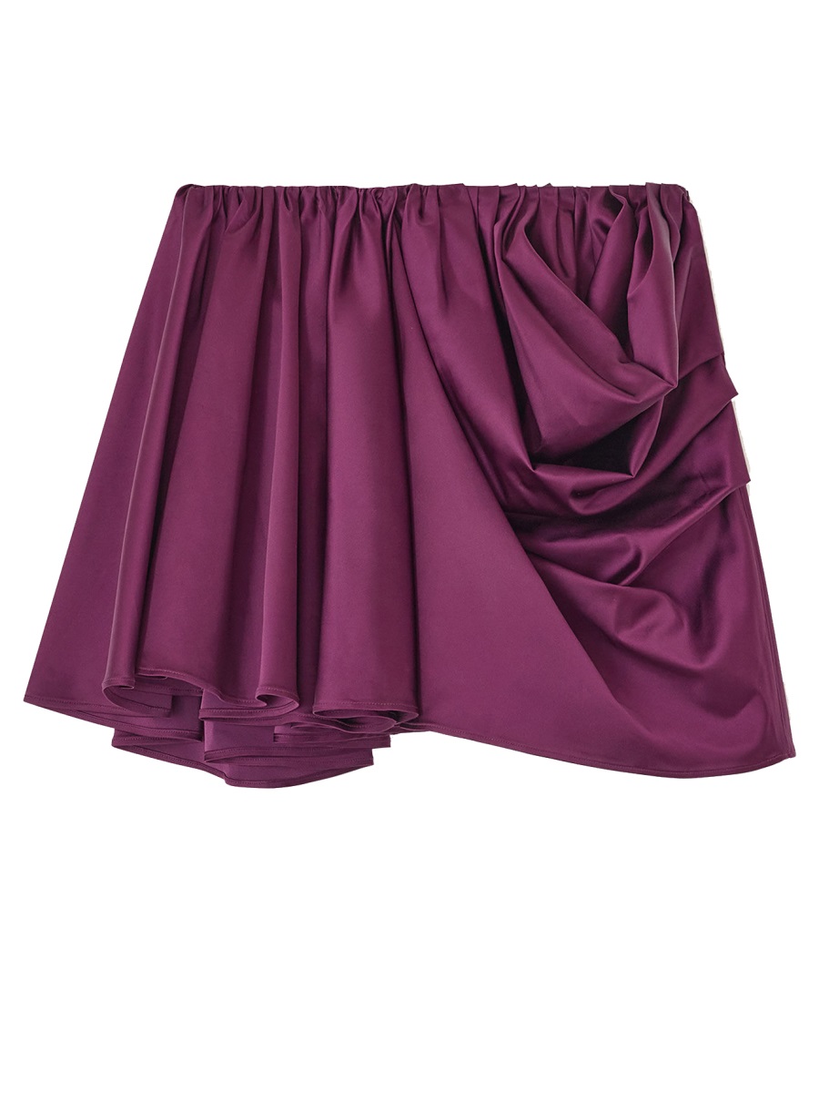 Ganni Bordeaux Asymmetrical Draped Mini Skirt Roze