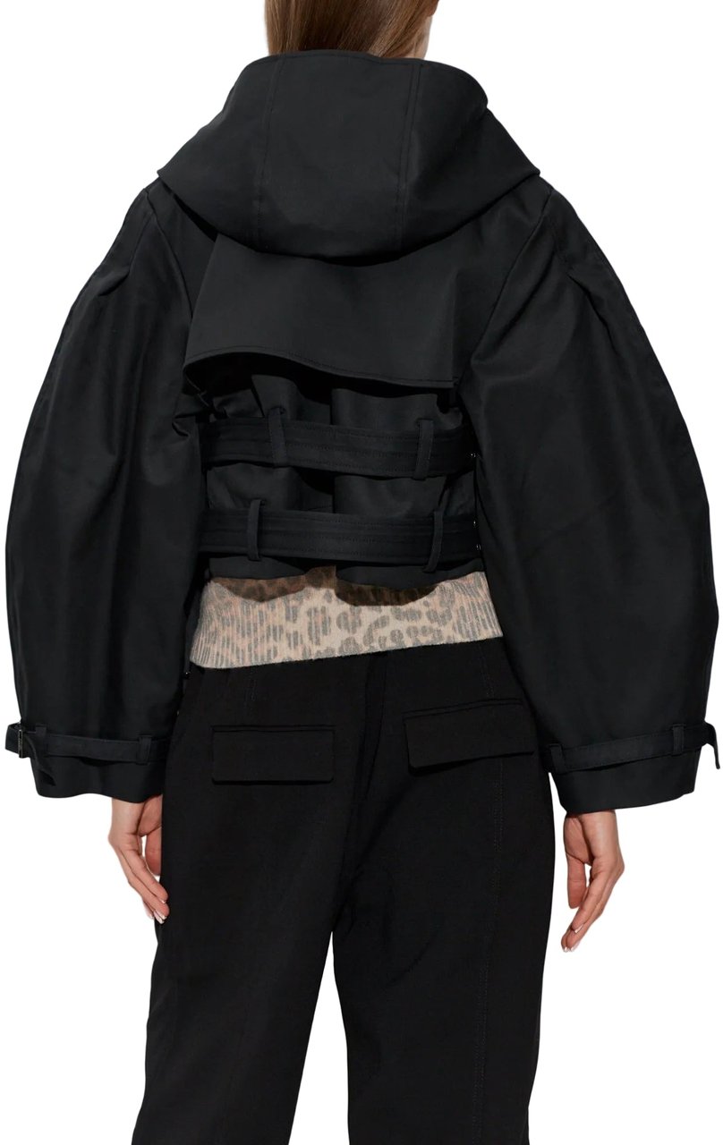 Ganni BONDED COTTON SHORT JACKET BLACK Zwart