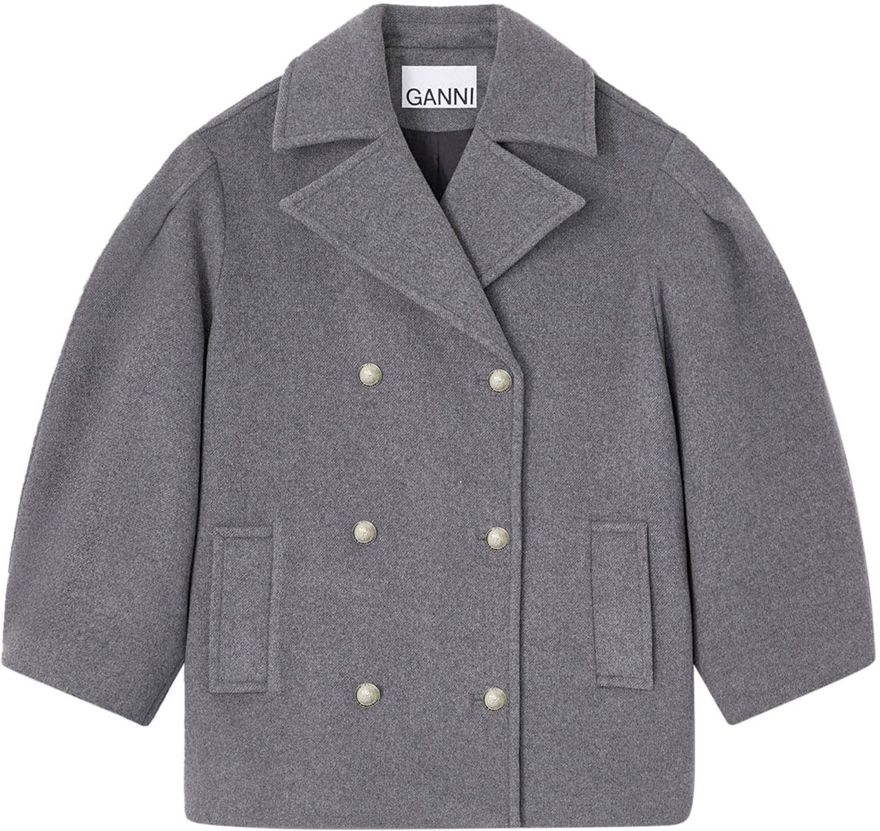 Ganni WOOL PEACOAT Grijs