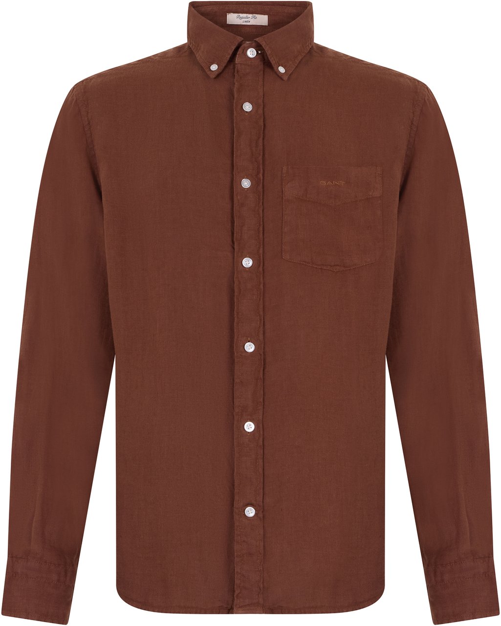 Gant Long sleeve linen shirt Bruin