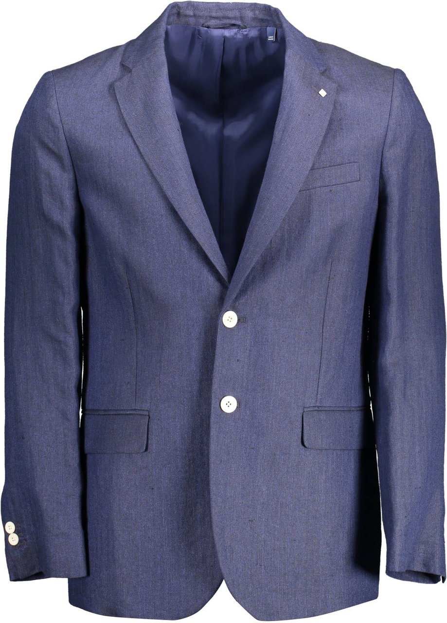 Gant Elegant Blue Linen Classic Jacket Blauw