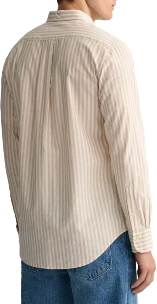 Gant Gant Reg Cotton Lange Mouw Overhemden Beige Reg Cotton Linen Stripe Beige