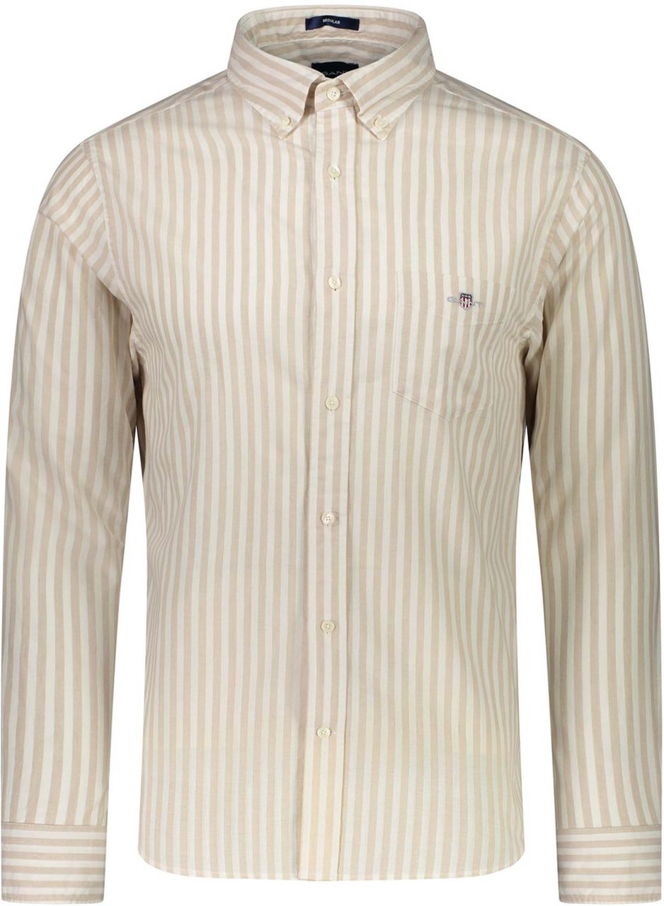 Gant Gant Reg Cotton Lange Mouw Overhemden Beige Reg Cotton Linen Stripe Beige
