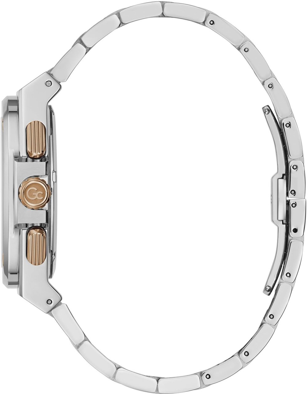 GC GC Horloge Y99001G2MF Staal Bi-color Quartz Swiss Made Chronograaf met Zwarte Wijzerplaat 44mm Zilver