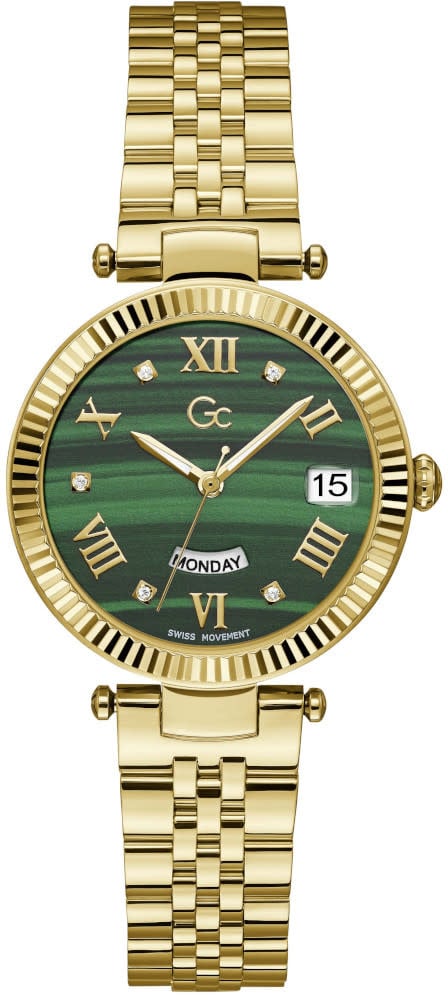 GC GC Horloge Z01006L9MF Staal met Geelgouden Plating Quartz Swiss Made en Malagiet Wijzerplaat Goud