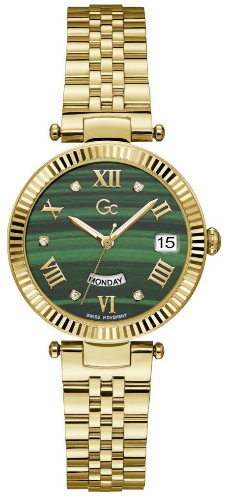 GC GC Horloge Z01006L9MF Staal met Geelgouden Plating Quartz Swiss Made en Malagiet Wijzerplaat Goud