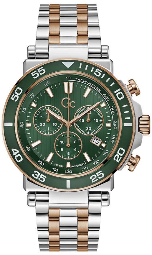 GC GC Horloge Z14009G9MF Heren horloge bicolor met groene wijzerplaat Donkergroen