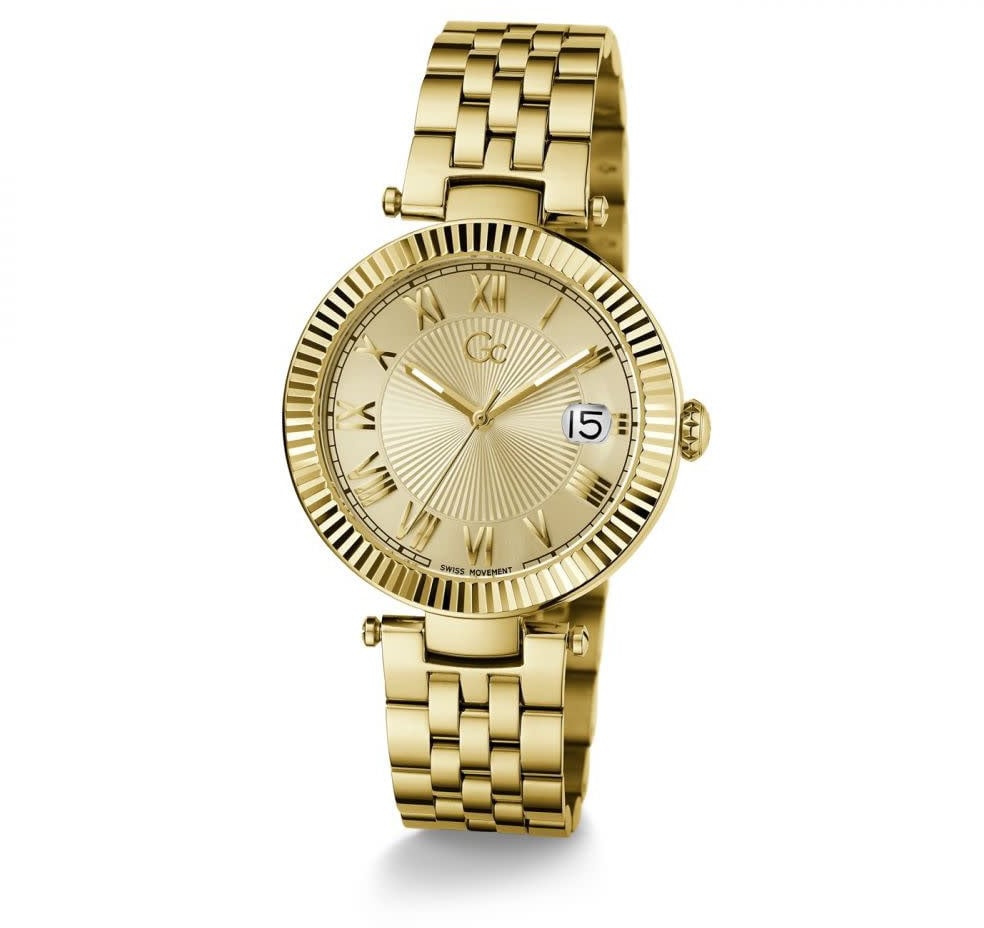 GC GC Horloge Z36002L6MF Staal met Geelgoude Plating Quartz Swiss Made met Romeinse Cijfers Goud