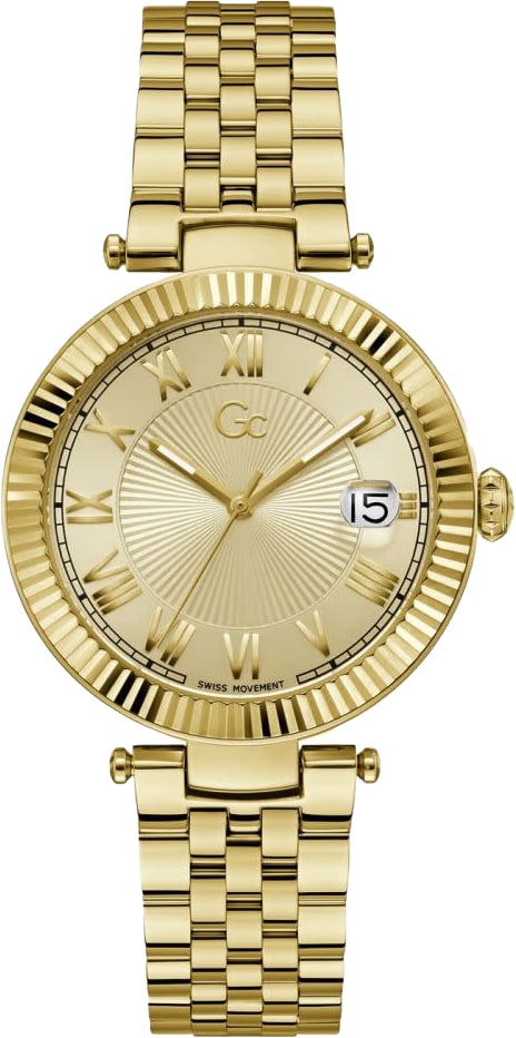 GC GC Horloge Z36002L6MF Staal met Geelgoude Plating Quartz Swiss Made met Romeinse Cijfers Goud