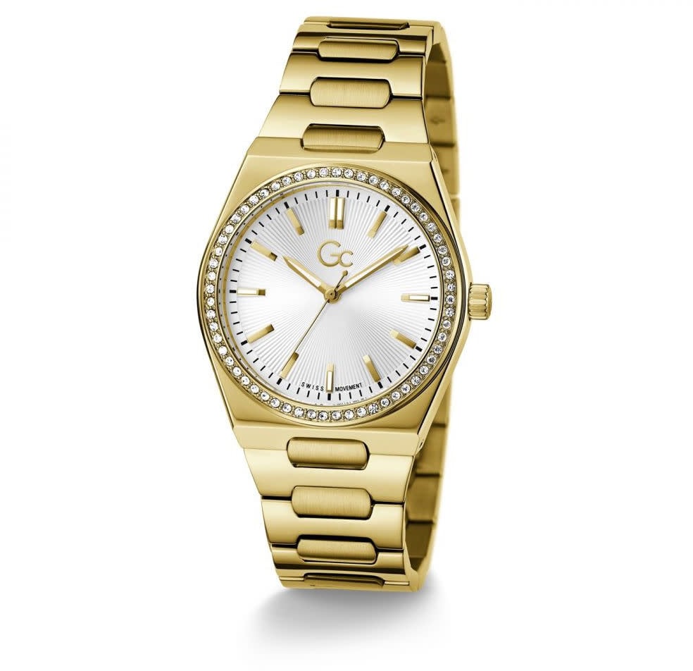 GC GC Horloge Z38002L1MF Staal met Geelgoude Plating Quartz Swiss Made gezet met Swarovski Stenen Goud