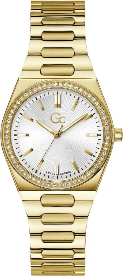 GC GC Horloge Z38002L1MF Staal met Geelgoude Plating Quartz Swiss Made gezet met Swarovski Stenen Goud