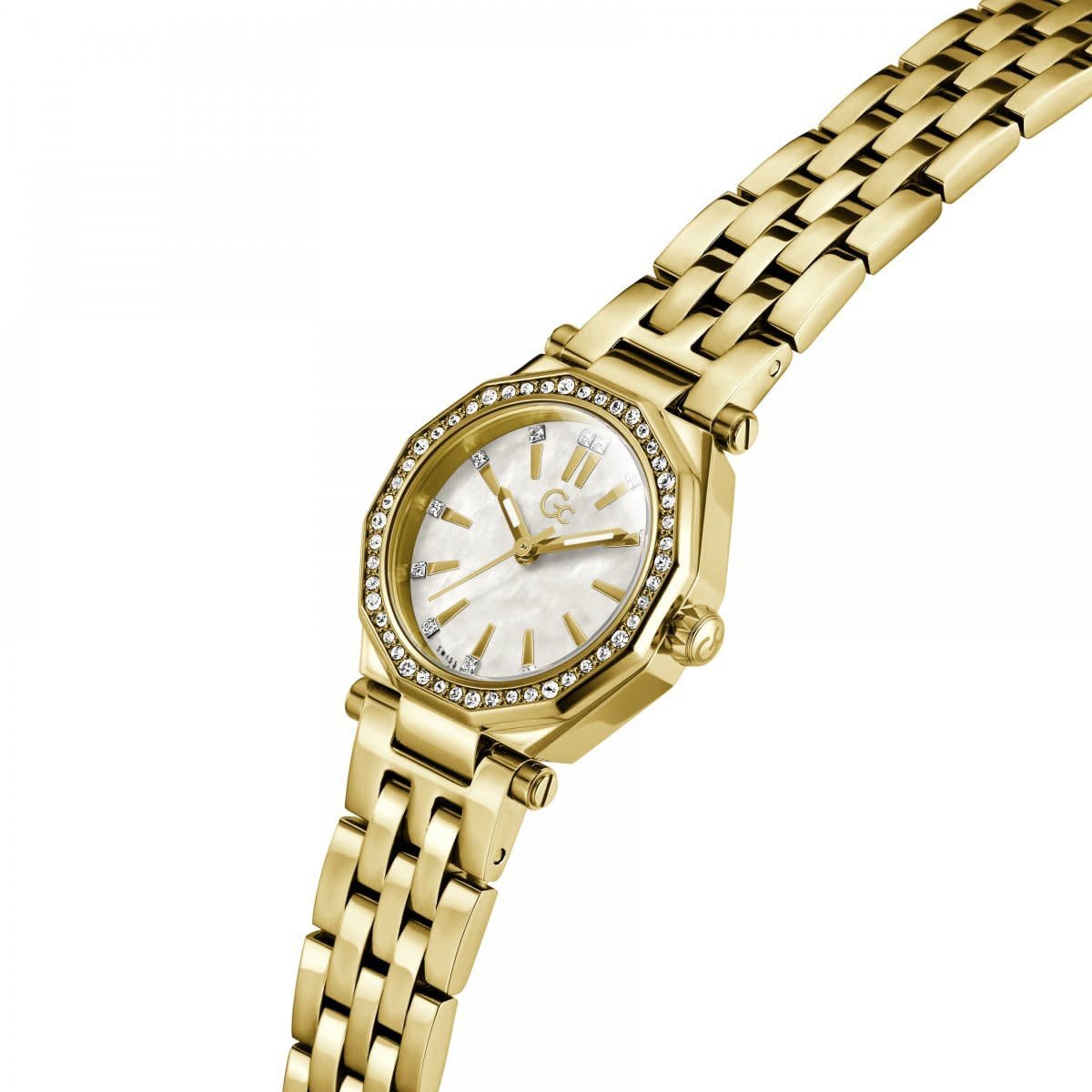 GC GC Horloge Z54005L9 Gleam Mini Staal met Geelgouden Plating Quartz Swiss Made met Zirkonia 25mm Goud