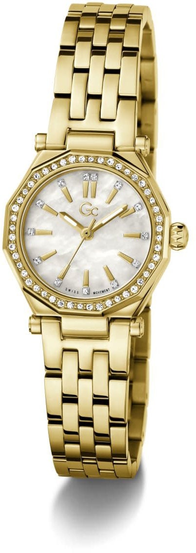GC GC Horloge Z54005L9 Gleam Mini Staal met Geelgouden Plating Quartz Swiss Made met Zirkonia 25mm Goud
