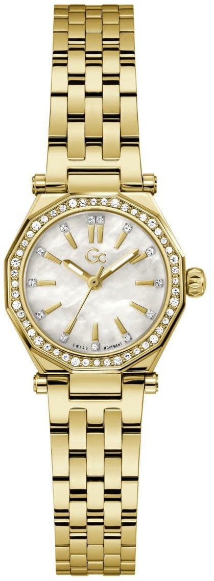 GC GC Horloge Z54005L9 Gleam Mini Staal met Geelgouden Plating Quartz Swiss Made met Zirkonia 25mm Goud
