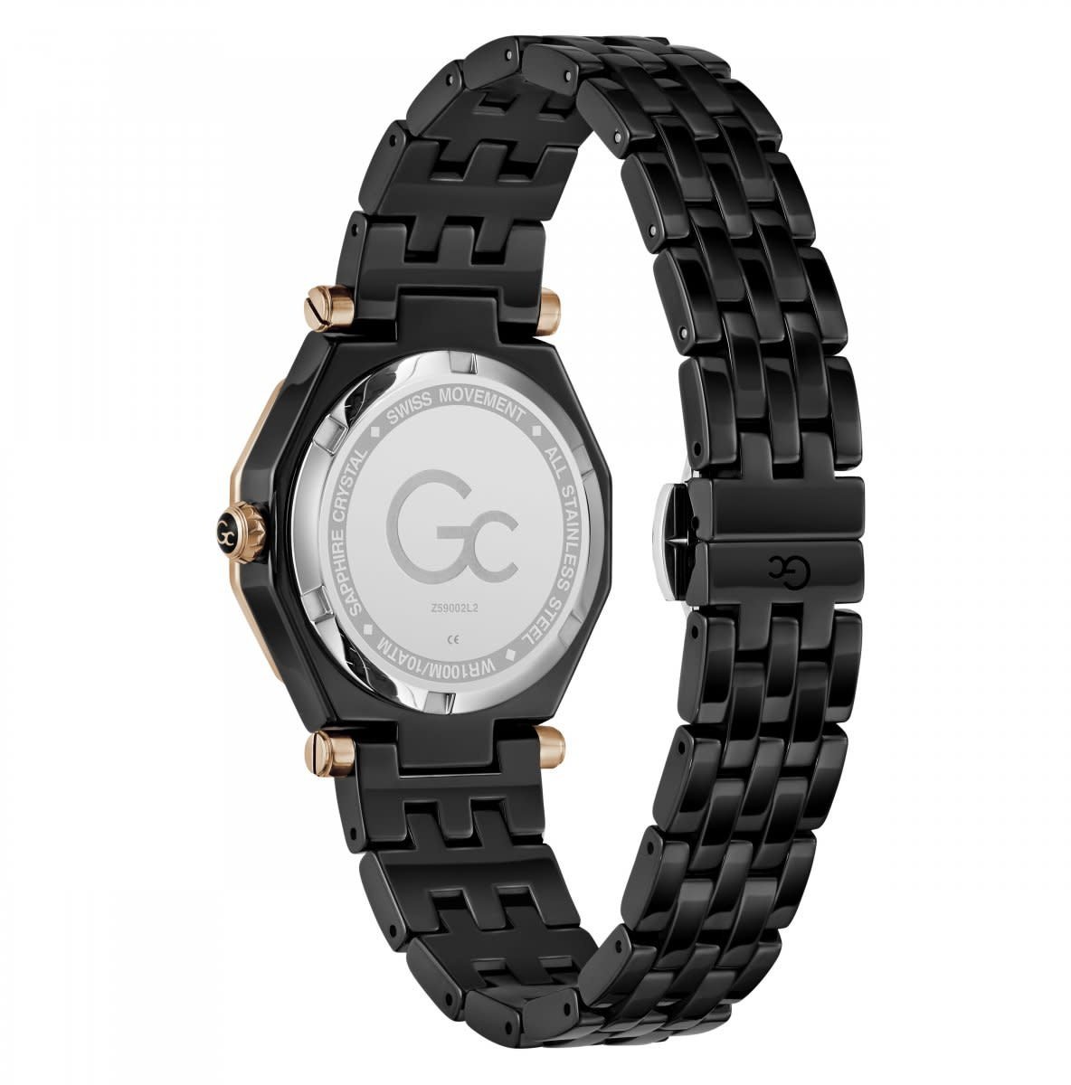 GC GC Horloge Z59002L2 Dress Ceramic met Roze en Zirkonia 32mm Zwart