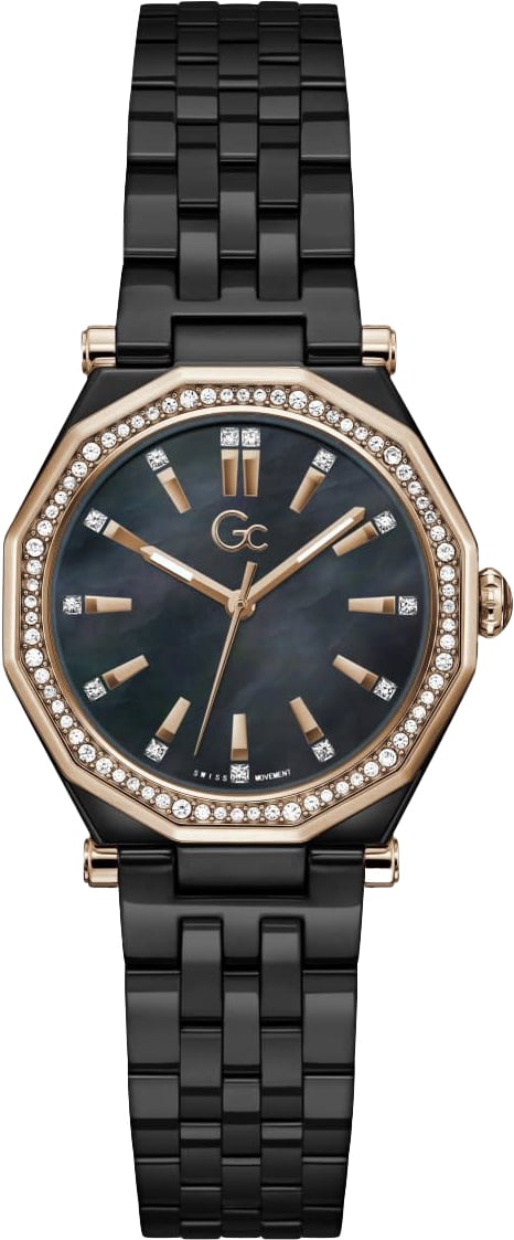 GC GC Horloge Z59002L2 Dress Ceramic met Roze en Zirkonia 32mm Zwart