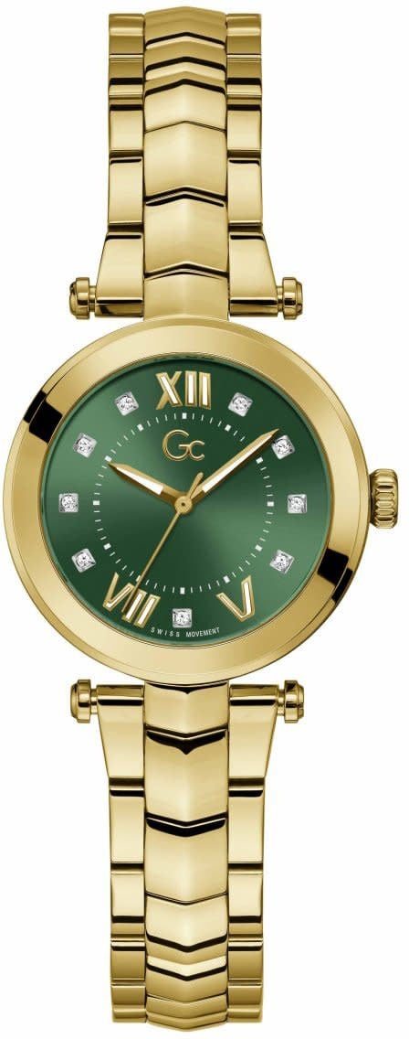 GC GC Horloge Y93006L9MF Staal met Geelgouden Plating Quartz Swiss Made en Groene Sunray Wijzerplaat 38mm Goud