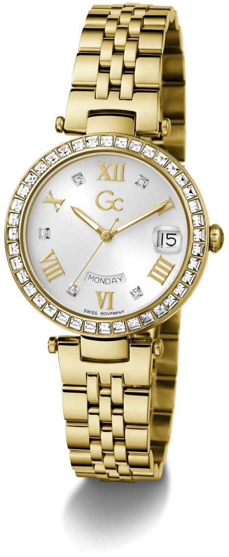 GC GC Horloge Z01022L6 Flair Crystal Staal met Geelgouden Plating Quartz Swiss Made met Zirkonia 34mm Goud