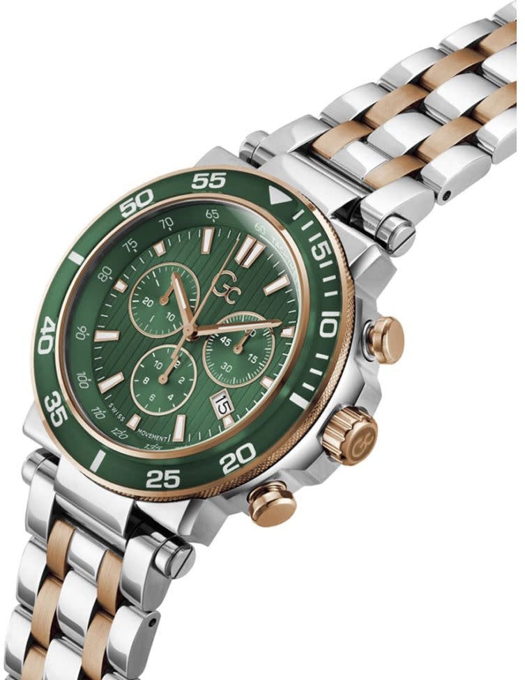 GC GC Horloge Z14009G9MF Heren horloge bicolor met groene wijzerplaat Donkergroen