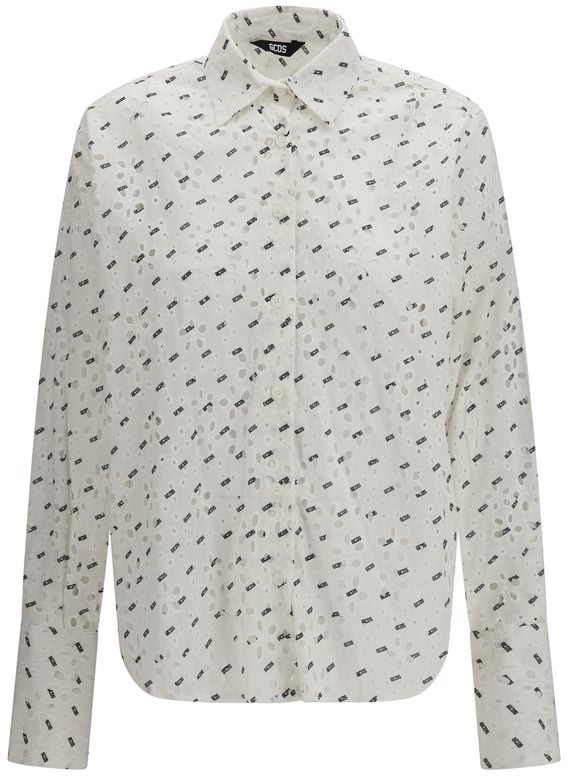 GCDS GCDS White Cotton Pattern Shirt Wit