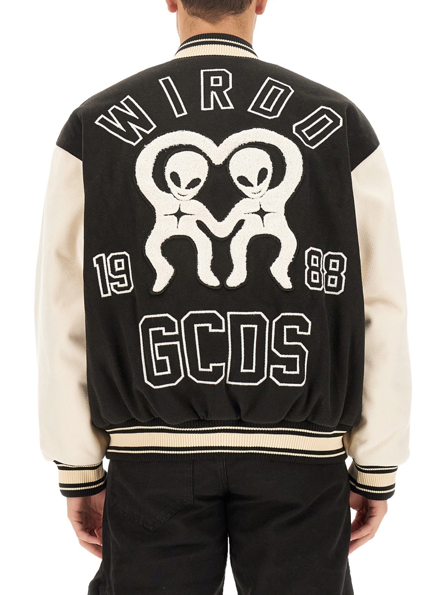 GCDS WIRDO VARSITY BOMBER JACKET Zwart