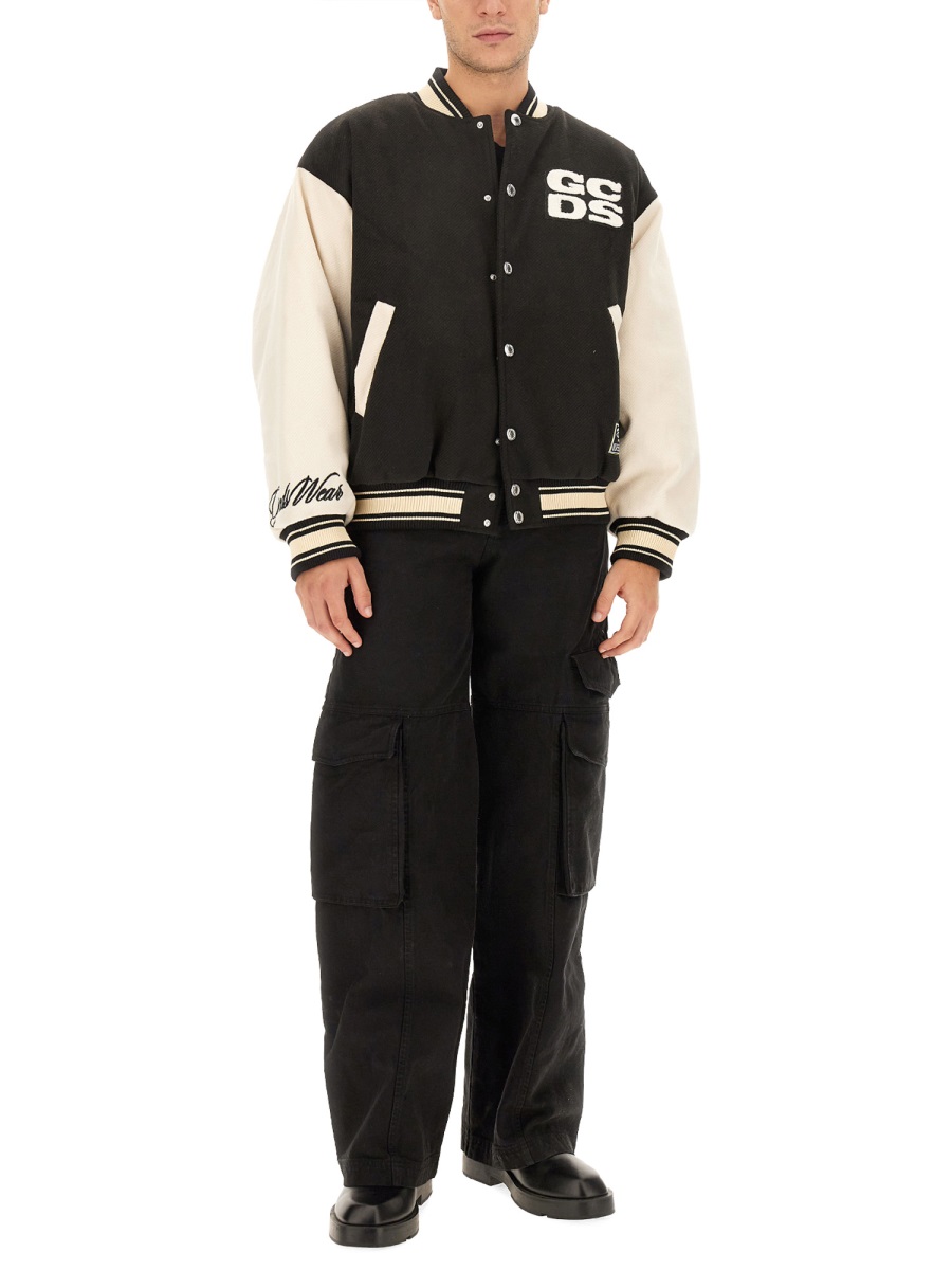GCDS WIRDO VARSITY BOMBER JACKET Zwart