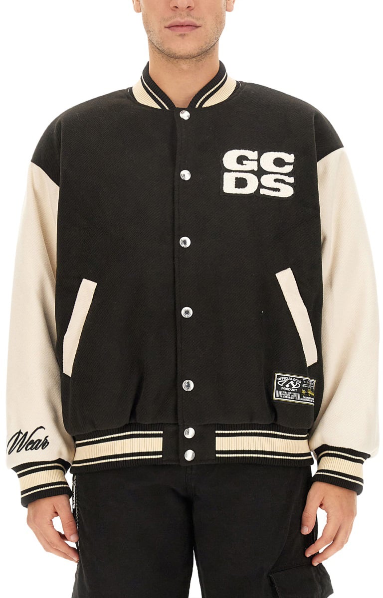 GCDS WIRDO VARSITY BOMBER JACKET Zwart