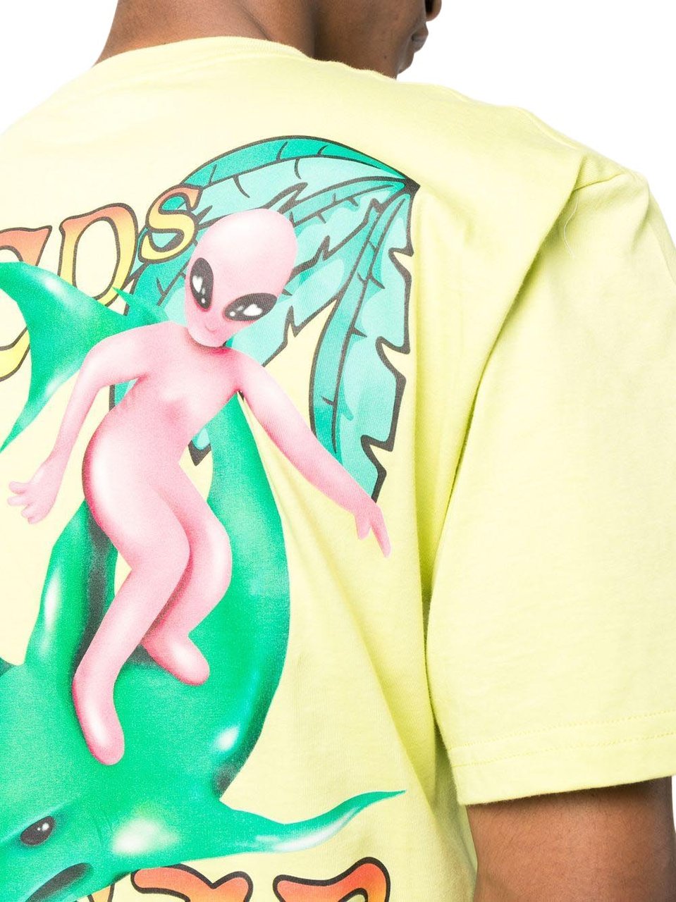 GCDS Yellow Surfing Wirdo Cotton T-Shirt Neutraal