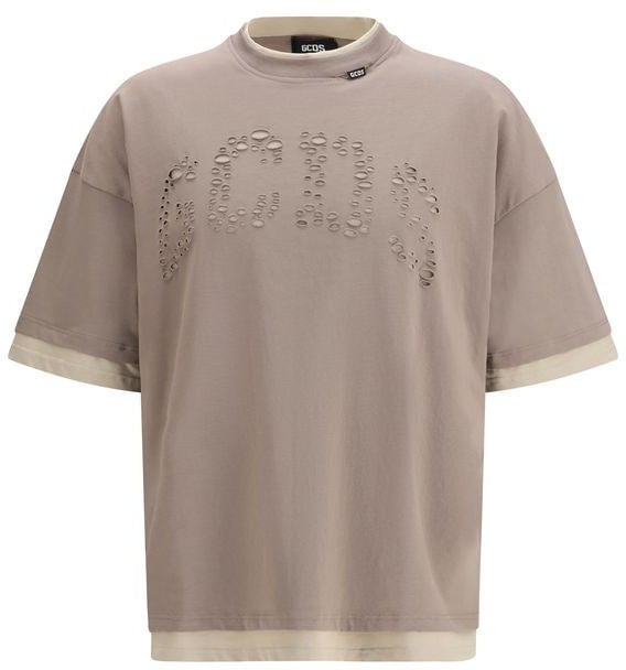 GCDS GCDS Brown Cotton T-Shirt Bruin